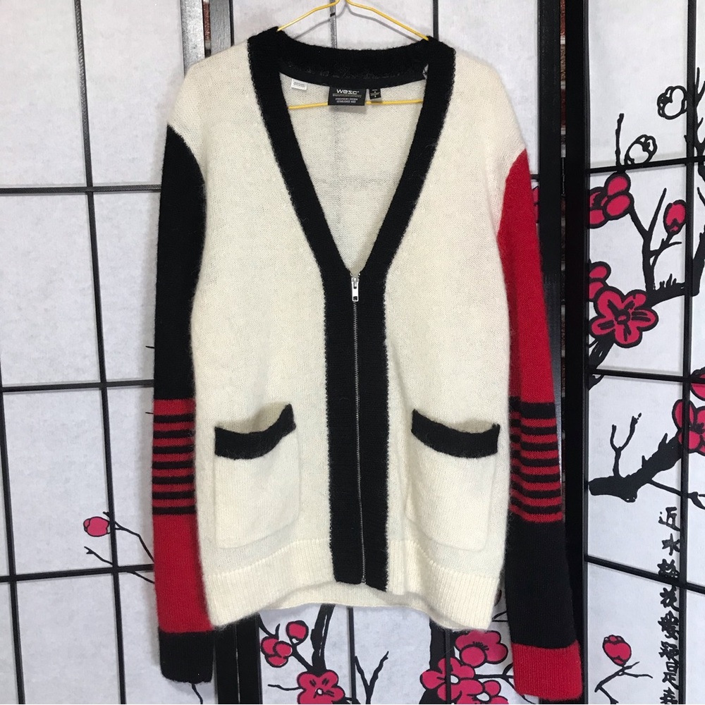 🐲💙WESC color blocked wool-mohair blend Unisex Knitted sweater - Picture 10 of 10
